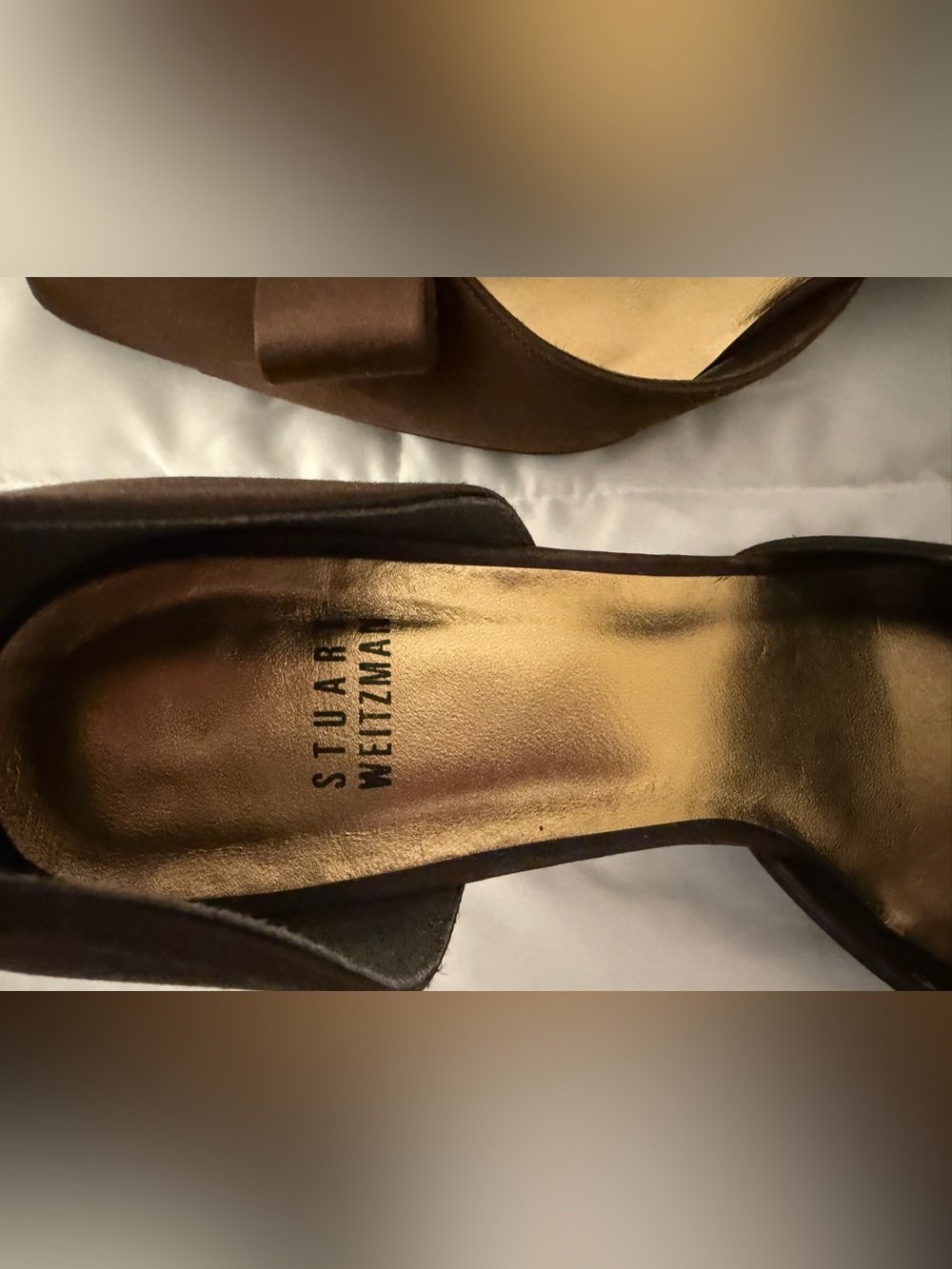 Stuart Weitzman Regalo Pumps – Chocolate Satin Bow Kitten Heels – Women’s 9.5 - Picture 5 of 7